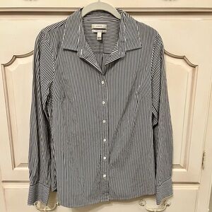 J. Crew Black and White Pinstripe Shirt